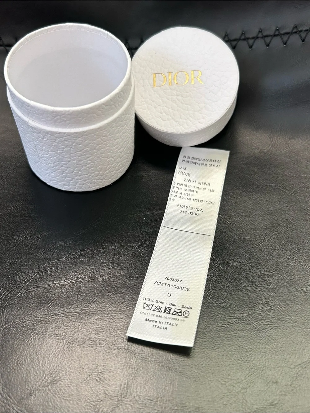 Authentic Dior Mitzah Scarf Cylinder Box – White & Gold
